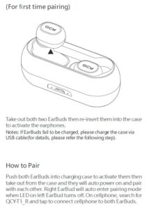 QCY T1 Manual English QCY T1 Instructions QCY T1 Pairing QCY T1 Reset